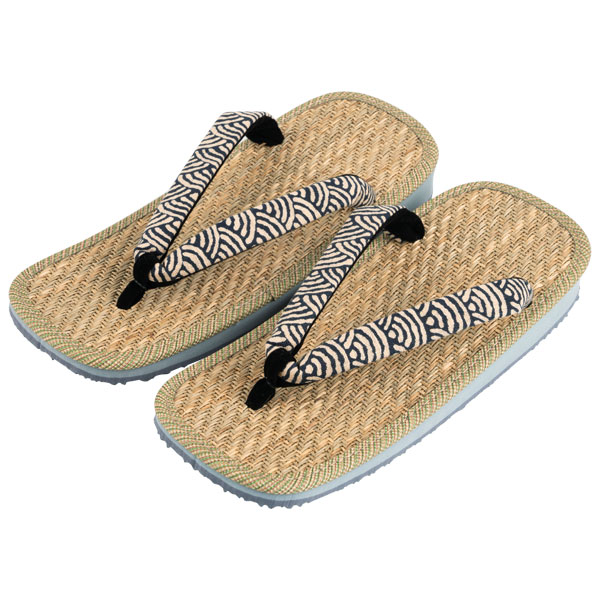 雪駄 マライ草 パナマ織天板 青海波花緒 【メンズ】|H826