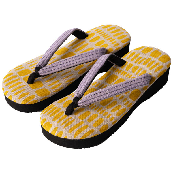 雪駄 キビ模様天板 阿波しじら織り紫鼻緒【レディース】|R433