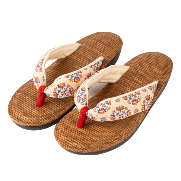 雪駄 パナマメッシュ焦茶 唐花紋 【レディース】｜R464 