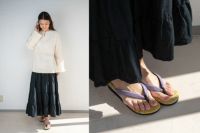 キビ模様 阿波しじら織・縦縞花緒 雪駄【レディース】｜R1933
